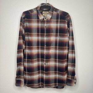 North River Men's Plaid Button-Down Shirt - Black, Brown, and White Size Large
